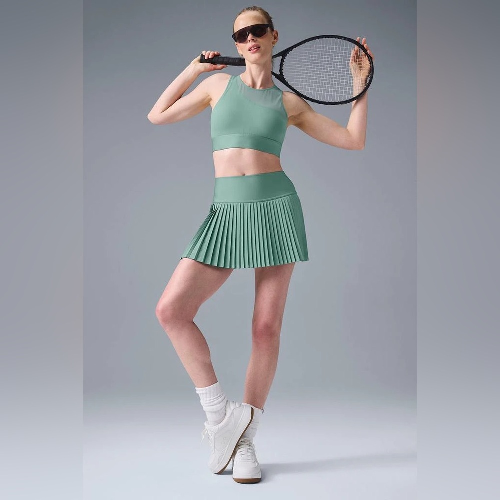 ALO Yoga Grand Slam Tennis Skirt in Botanical Green